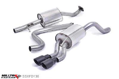 SSXFD136, Ford Fiesta 1.0T EcoBoost (100/125/140PS) 2013- Milltek, Cat-back system, Resonated (quieter). Cerakote Black Tips. Requires Fiesta Zetec S rear valance (part number 1833264) available from your local Ford dealer Twin 80mm GT80 Cerakote Black, 2,37 inch, 60,3mm
