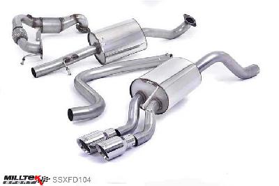 SSXFD104, Ford Fiesta 1.0T EcoBoost (100/125/140PS) 2013- Milltek, Turbo-back system including Hi-Flow Sports Cat, Resonated (quieter). Polished Tips. Requires a Stage 2 ECU remap. Requires Fiesta Zetec S rear valance (part number 1833264) available from your local Ford dealer Twin 80mm GT80 Polished, 2,37 inch, 60,3mm
