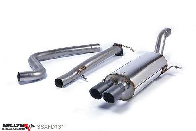 SSXFD131, Ford Fiesta ST 1.6 litre EcoBoost 182PS and ST200 2012- Milltek, Cat-back system, Non-resonated (louder) with Cerakote Black Tips Twin 80mm GT80 Cerakote Black, 2,75 inch, 69,85mm