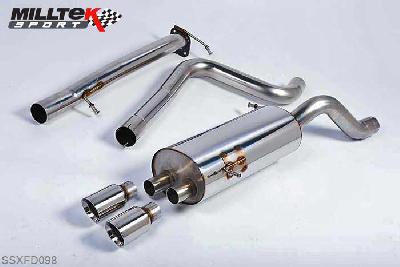 SSXFD098, Ford Fiesta ST 1.6 litre EcoBoost 182PS and ST200 2012- Milltek, Cat-back system, Non-resonated (louder) with Polished Tips Twin 80mm GT80 Polished, 2,75 inch, 69,85mm