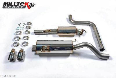 SSXFD101, Ford Fiesta ST 1.6 litre EcoBoost 182PS and ST200 2012- Milltek, Cat-back system, Race system. Resonated (quieter) with Polished Tips Twin 80mm GT80 Polished, 2,75 inch, 69,85mm