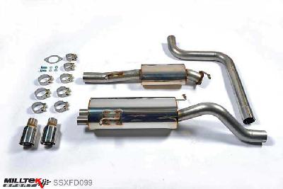 SSXFD099, Ford Fiesta ST 1.6 litre EcoBoost 182PS and ST200 2012- Milltek, Cat-back system, Resonated (quieter) with Polished Tips. EC-Approved Twin 80mm GT80 Polished, 2,75 inch, 69,85mm