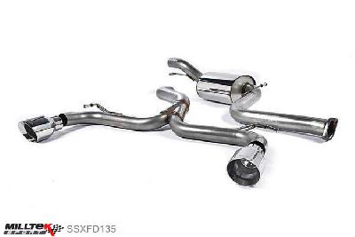 SSXFD135, Ford Focus Mk2 ST 225 2005-2010 Milltek, Cat-back system, 3-inch 'Race' System - Polished GT-100 Trims Dual GT100 Polished, 3 inch, 76,2mm