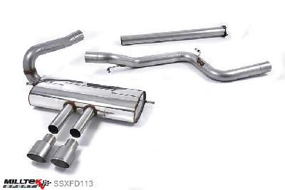 SSXFD113, Ford Focus Mk3 ST 2.0-litre EcoBoost Estate / Sedan / Limosine 2012- Milltek, Cat-back system, Non-resonated (louder). Titanium Tips Dual 100mm GT100 Titanium, 3 inch, 76,2mm