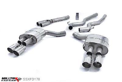 SSXFD178, Ford Mustang 2.3 EcoBoost (Fastback) 2015- Milltek, Cat-back system, Quad Outlet Non Resonated with GT-90 Polished Trims (requires Roush Performance Rear Valance) Quad 90mm GT90 Polished, 2,76 inch, 70mm