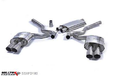 SSXFD180, Ford Mustang 2.3 EcoBoost (Fastback) 2015- Milltek, Cat-back system, Quad Outlet Resonated with GT-90 Titanium Trims (requires Roush Performance Rear Valance) Quad 90mm GT90 Titanium, 2,76 inch, 70mm