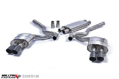 SSXFD156, Ford Mustang 5.0 V8 GT (Fastback) 2015- Milltek, Cat-back system, Resonated (Quieter) with Quad Black GT-90 Tips - Requires Roush Rear Valance Quad 90mm GT90 Cerakote Black, 2,76 inch, 70mm