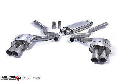 SSXFD160, Ford Mustang 5.0 V8 GT (Fastback) 2015- Milltek, Cat-back system, Resonated (Quieter) with Quad Titanium GT-90 Tips - Requires Roush Rear Valance Quad 90mm GT90 Titanium, 2,76 inch, 70mm