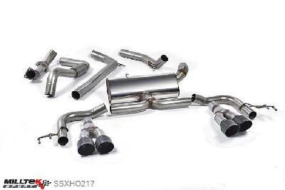 SSXHO217, Honda Civic Type R FK2 Turbocharged 2.0 litre i-VTEC (RHD models only) 2015- Milltek, Cat-back system, Road+ System. Cerakote Black Tips. Quad 100mm GT100 Cerakote Black, 3 inch, 76,2mm