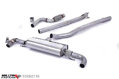 SSXMZ115, Mercedes AMG A-Class A45 AMG 2.0 Turbo 2012- Milltek, Cat-back system, Non Resonated Race Non Valved (Loudest) , 3 inch, 76,2mm