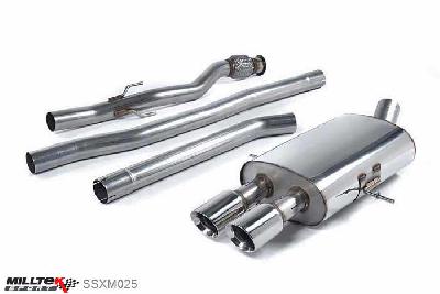 SSXM025, Mini Mk2 (R56) Cooper S 1.6i Turbo 2006-2014 Milltek, Cat-back system, Non-resonated (louder). Twin Round Tailpipes. Also fits vehicles with John Cooper Works body kit Twin 80mm GT80 Polished, 2,5 inch, 63,5mm