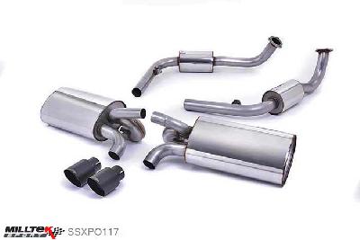 SSXPO117, Porsche Cayman S 3.4 987 Gen2 2009-2013 Milltek, Cat-back system, Resonated (quieter). Ceramic Black Tips Twin 90mm Special, 2,25 inch, 57,15mm