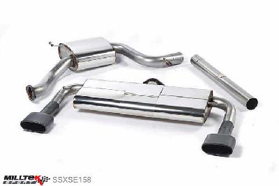 SSXSE158, Seat Leon Cupra 280 and 290 2.0 TSI (280 and 290PS) 2014- Milltek, Cat-back system, EC-Approved. Black Oval Tips 152x76mm Oval, 3 inch, 76,2mm