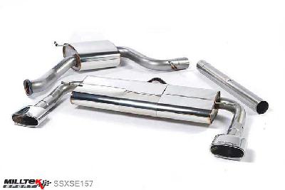 SSXSE157, Seat Leon Cupra 280 and 290 2.0 TSI (280 and 290PS) 2014- Milltek, Cat-back system, EC-Approved. Polished Oval Tips 152x76mm Oval, 3 inch, 76,2mm