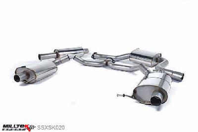 SSXSK020, Skoda Octavia vRS 2.0 TSI 220PS Hatch and Estate (manual and DSG-auto) 2013- Milltek, Cat-back system, Resonated (quieter). EC-Approved. Uses OE Tips , 3 inch, 76,2mm