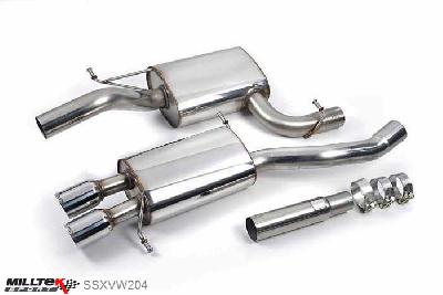 SSXVW204, VW CC 2.0 TSI 210PS 2012- Milltek, Cat-back system, Smaller-volume centre silencer (louder) Twin 80mm GT80 Polished, 2,75 inch, 69,85mm