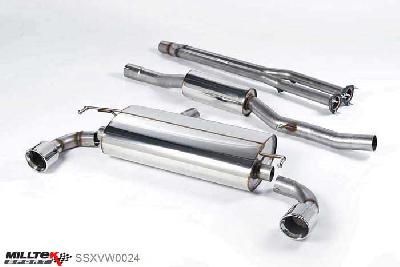 SSXVW0024, VW Golf Mk4 R32 3.2 V6 4WD 2002-2005 Milltek, Cat-back system, Resonated (quieter) 100mm Jet, 2,5 inch, 63,5mm