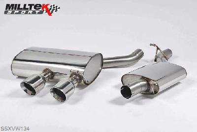 SSXVW134, VW Golf MK5 R32 3.2 V6 2005-2009 Milltek, Cat-back system, Resonated (quieter) Dual 100mm GT100 Polished, 2,75 inch, 69,85mm