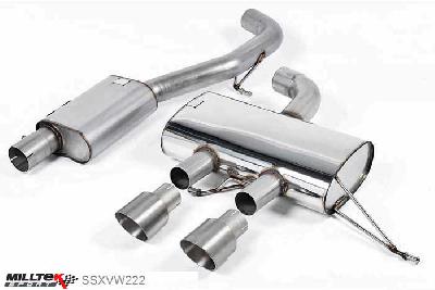 SSXVW222, VW Golf Mk6 R 2.0 TSI 270PS 2009-2013 Milltek, Cat-back system, 3-inch Race System. Resonated (quieter) Dual 100mm GT100 Polished, 3 inch, 76,2mm