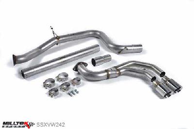 SSXVW242, VW Golf MK7 GTD 2.0 TDI 185PS 2013- Milltek, Cat-back system, Non-resonated (louder). Polished Tips Twin 80mm GT80 Polished, 3 inch, 76,2mm