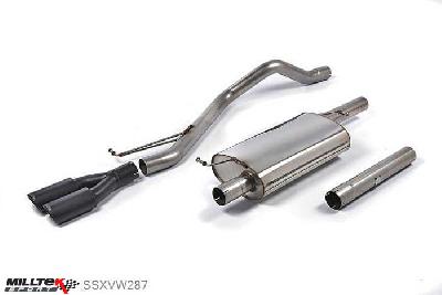 SSXVW287, VW Transporter \ Caravelle T5 LWB 2.0-litre (84ps and 102ps) 2WD and 4MOTION 2010-2015 Milltek, Cat-back system, Resonated (quieter). Twin Black oval outlet Twin 100 x 80mm Special Oval, 2,75 inch, 69,85mm