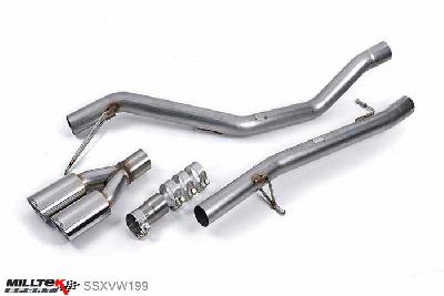 SSXVW199, VW Transporter \ Caravelle T5 SWB 1.9 TDi (85ps and 104ps) 2WD and 4MOTION 2003-2009 Milltek, Cat-back system, Non-resonated (louder). Twin oval outlet Twin 100 x 80mm Special Oval, 2,75 inch, 69,85mm
