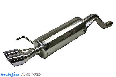 IX ALMI01XR80, Alfa Romeo Mito (955) 1.4 TB (155PK) 2008- Diameter 55mm, Inoxcar Rear silencer 2X80mm X-RACE Stainless steel, With E.E.C. homologation