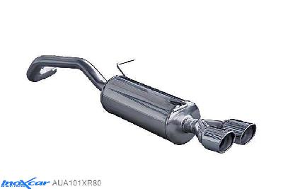 IX AUA101XR80, Audi A1 (8X) 1.4 TFSi SPORT (185PK) 2011- Diameter 55mm, Inoxcar Rear silencer 2X80mm X-RACE Stainless steel, With E.E.C. homologation
