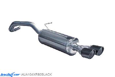 IX AUA104XR80BLACK, Audi A1 (8X) 1.4 TURBO (122PK) 2011-, Inoxcar Rear silencer 2X80mm X-RACE BLACK EDITION Stainless steel, With E.E.C. homologation