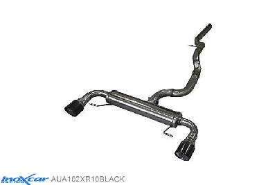 IX AUA102XR10BLACK, Audi A1 (8X) 2.0 TFSi Quattro (256PK) 2012-, Inoxcar Rear silencer 1X100 X-RACE Left and Right BLACK EDITION Stainless steel, Without E.E.C. homologation