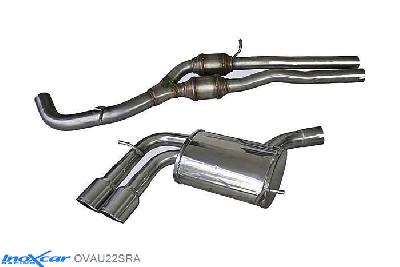 IX OVAU22SRA, Audi A3 (8P) RS3 2.5 TFSI Quattro (340PK) 2011-, Inoxcar Central pipe with silencer + Rear silencer 2X90 RACING Stainless steel, With E.E.C. homologation