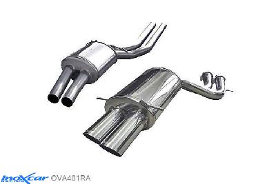 IX OVA401RA, Audi A4 (B5) RS4 2.7 BITURBO (380PK) 1998-2001, Inoxcar Central pipe with silencer + Rear silencer 2X80mm RACING Stainless steel, With E.E.C. homologation