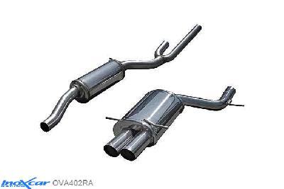 IX OVA402RA, Audi A4 (B5) S4 2.7 BITURBO (265PK) 1998-2001, Inoxcar Central pipe with silencer + Rear silencer 2X80mm RACING Stainless steel, With E.E.C. homologation