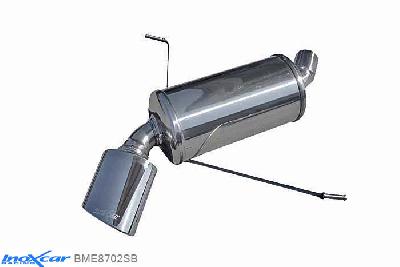 IX BME8702SB, BMW 1 serie (E81/E82/E87/E88) 116i - 118i 2004-, Inoxcar Rear silencer 1X120X80mm OBLIQUO Stainless steel, With E.E.C. homologation