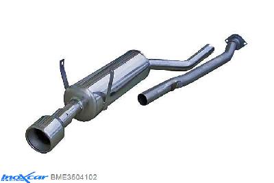 IX BME3604102, BMW 3 serie (E36) 318 IS (140PK) 1992-, Inoxcar Rear silencer 1X102mm Stainless steel, With E.E.C. homologation