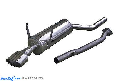 IX BME3604120, BMW 3 serie (E36) 318 IS (140PK) 1992-, Inoxcar Rear silencer 1X120X80mm Stainless steel, With E.E.C. homologation