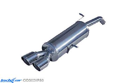 IX CIDS02XR80, Citroen DS3 1.6 TURBO RACING (207PK) 2011- Diameter 55mm, Inoxcar Rear silencer 2X80mm X-RACE Stainless steel, With E.E.C. homologation