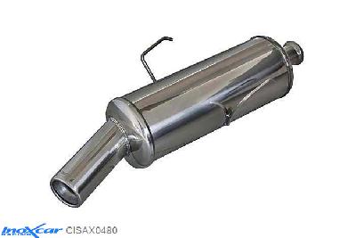 IX CISAX0480, Citroen Saxo 1.6 8V (98PK) 1999-, Inoxcar Rear silencer 1X80mm Stainless steel, With E.E.C. homologation