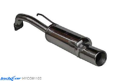 IX HYCO01102, Hyundai Coupe (GK) TIBURON 1.6 16V (105PK) / 2.0 16V (138PK), -2004, Inoxcar Rear silencer 1X102mm Stainless steel, With E.E.C. homologation