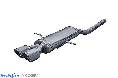 IX MICO09RA, Mini Mini (R56) 1.6 J.COOPER WORKS (211PK) 2009-2012, (Type R56), Inoxcar Rear silencer CEN 2X80mm RACING Stainless steel, With E.E.C. homologation