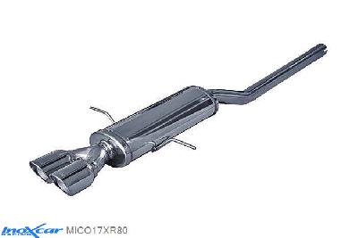 IX MICO17XR80, Mini Mini (R56) 1.6 S (184PK) 2011, diameter 55mm, (Type R56), Inoxcar Rear silencer CEN 2X80mm X-RACE Stainless steel, With E.E.C. homologation