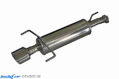 IX OPAS05120, Opel Astra F 1.6 (75PK) , 1 Ophangpunt, 1991-1996, Inoxcar Rear silencer 1X120X80mm Stainless steel, With E.E.C. homologation