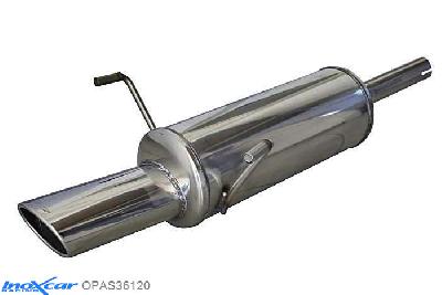 IX OPAS36120, Opel Astra H 1.6 16V TURBO (180PK) 2007-, Inoxcar Rear silencer 1X120X80mm Stainless steel, With E.E.C. homologation