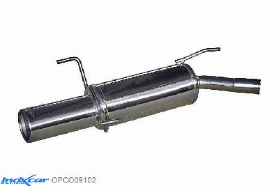 IX OPCO09102, Opel Corsa C 1.0 12V (60PK) 2000-, Inoxcar Rear silencer 1X102mm Stainless steel, With E.E.C. homologation