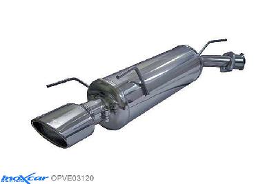 IX OPVE03120, Opel Vectra B 1.6 (75PK) 1995-, Inoxcar Rear silencer 1X120X80mm Stainless steel, With E.E.C. homologation