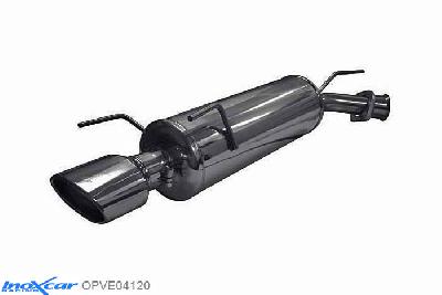 IX OPVE04120, Opel Vectra B 1.8 16V (116PK) 1995-, Inoxcar Rear silencer 1X120X80mm Stainless steel, With E.E.C. homologation