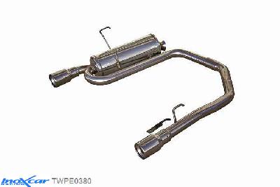 IX TWPE0380, Peugeot 106 1.6 16V RALLYE / GTI / 1.6 16V 1996-2003, Inoxcar Rear Rear silencerencer left / right 1X80mm Stainless steel, With E.E.C. homologation