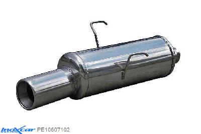IX PE10607102, Peugeot 106 1.6 16V RALLYE / GTI / 1.6 16V 1996-2003, Inoxcar Rear silencer 1X102mm Stainless steel, With E.E.C. homologation