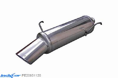 IX PE20601120, Peugeot 206 1.1 (60PK) -2000, Inoxcar Rear silencer 1X120X80mm Stainless steel, With E.E.C. homologation