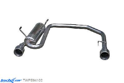 IX TWPE04102, Peugeot 206 1.4 (75PK) 2001-2006, Inoxcar Rear Rear silencerencer left / right 1X102mm Stainless steel, With E.E.C. homologation